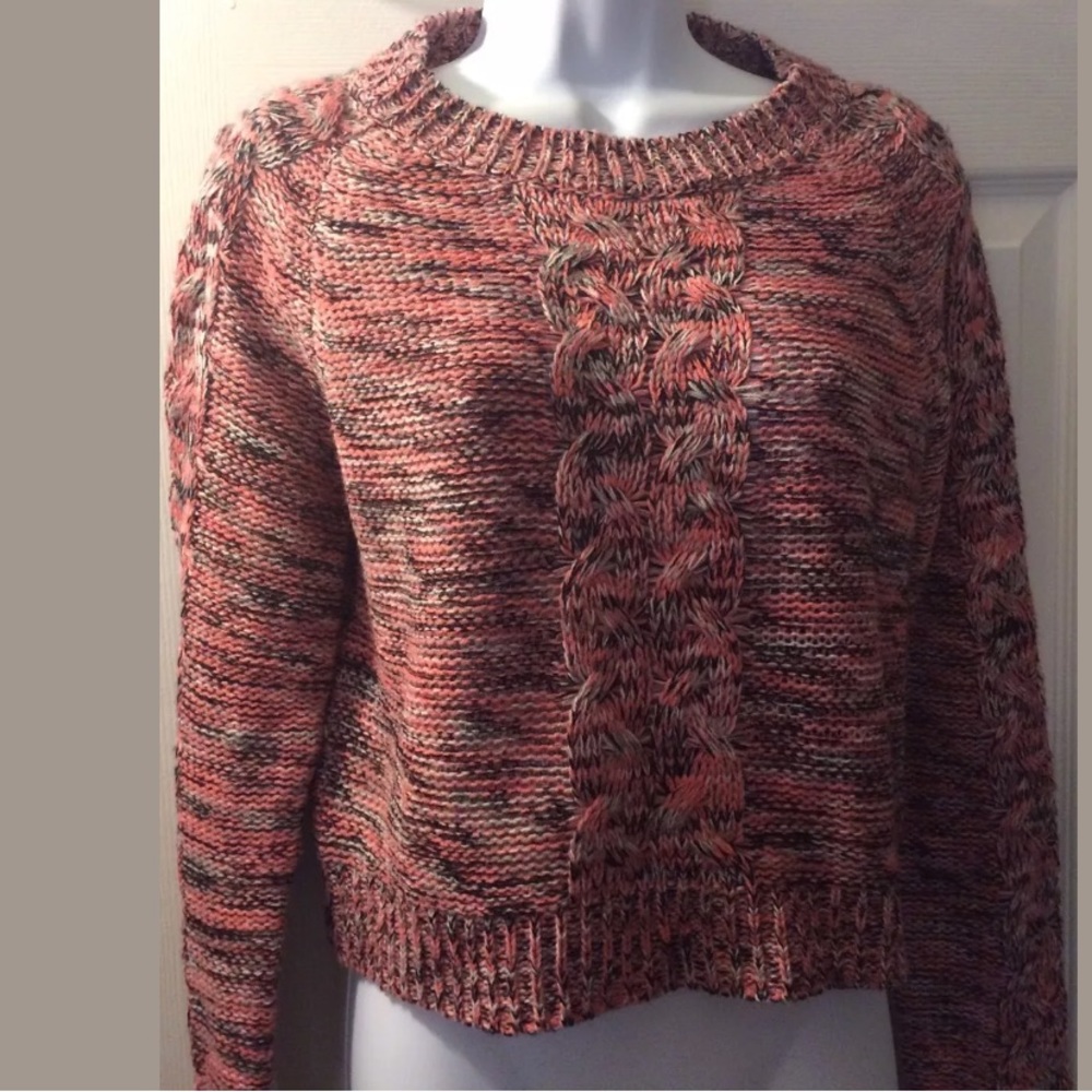 STARING AT STARS Cable Knit Sweater Crop Knit Pink urban Outfitters Pullover